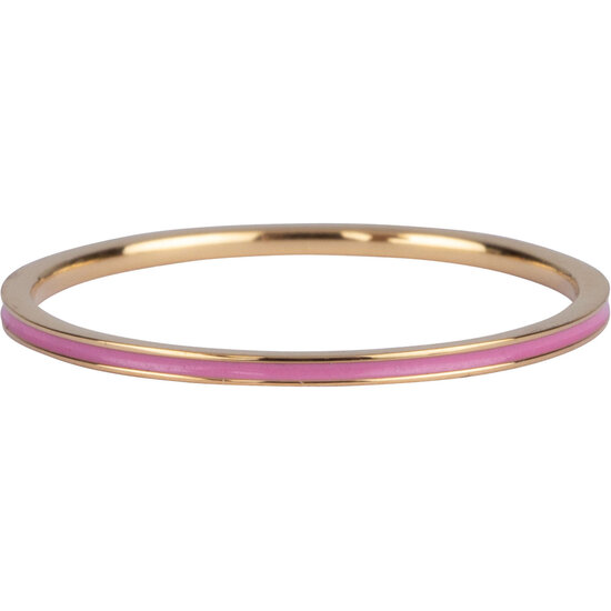 Charmin's Smalle Ring Petite Steel Goudkleurig Roze Emaille R925