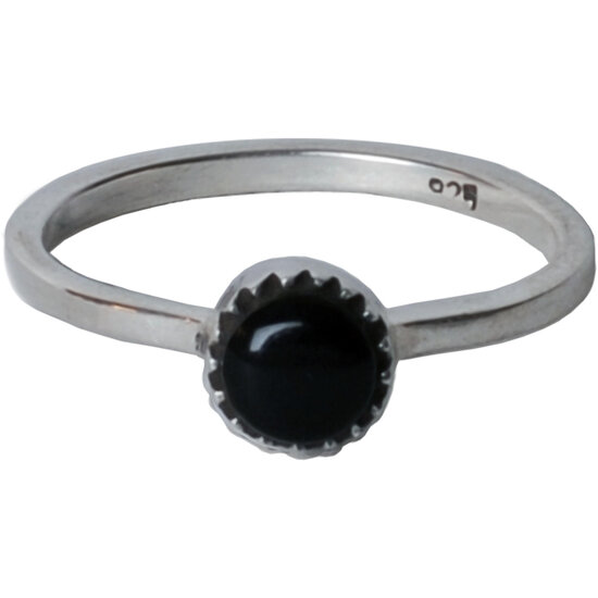 Charmin's Zilveren Ring Ronde Onyx R038 – Authentiek Handgemaakt Zilver 