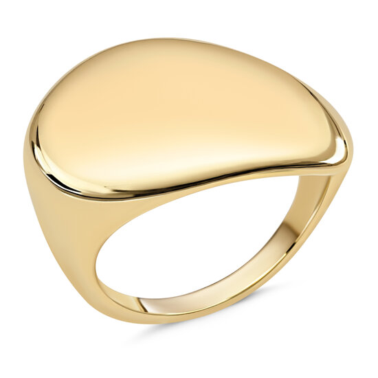 Charmin's Goudkleurige Chunky Ring met Diagonale Bol Staal R1800 – Krachtig en Elegant