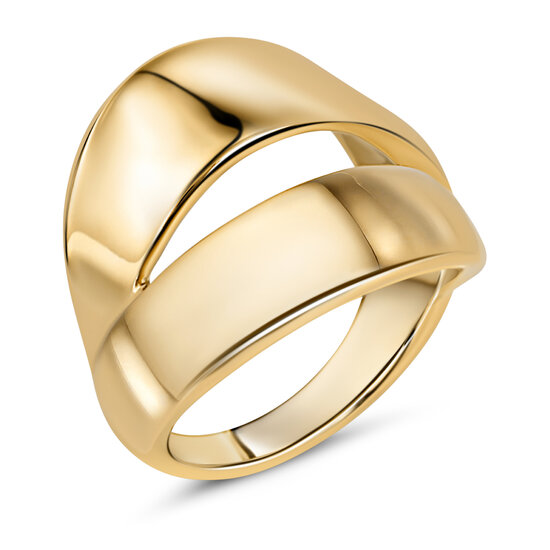 Charmin's Goudkleurige Chunky Ring met Dubbele Linten Staal R1798 – Speels en Stijlvol