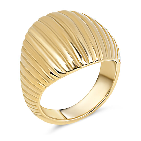 Charmin's Goudkleurige Chunky Ring met Vintage Bolvorm R1796 – Klassiek en Gedurfd