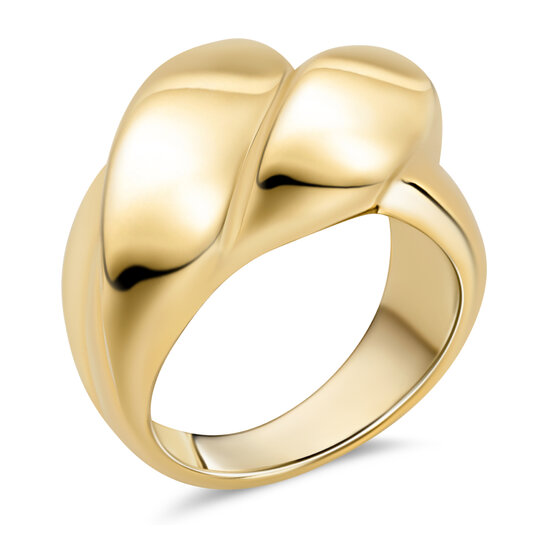 Charmin's Goudkleurige Chunky Ring met Gedraaide Vlecht Staal R1795 – Tijdloos en Stoer