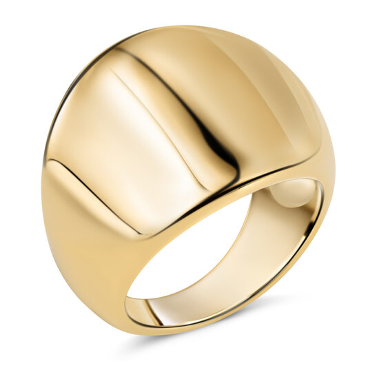 Charmin's Goudkleurige Chunky Ring met Holle Bol Staal R1793 – Elegante Verbinding