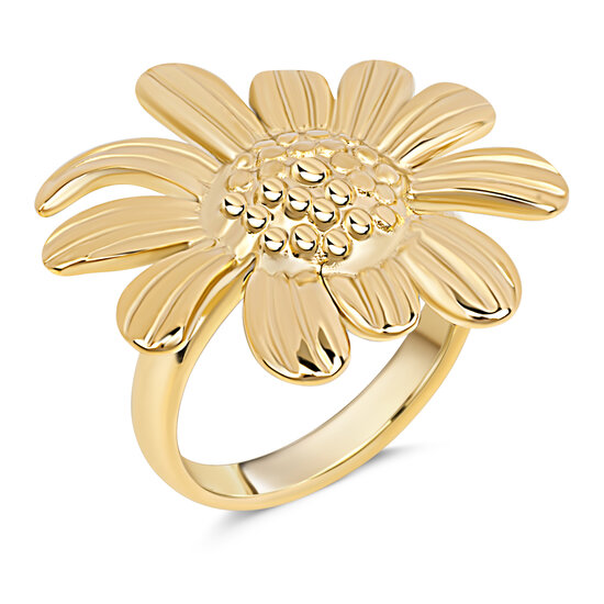 Charmin's Goudkleurige Chunky Ring met Bloem R1789 – Trendy en Licht