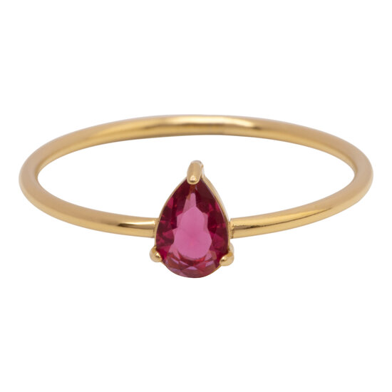 Charmin's Goudkleurige Ring met Druppelvormig Roze Kristal Steentje R1745 – Romantisch Detail 