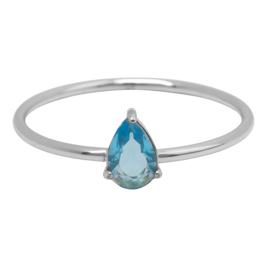 Charmin's Stalen Ring met Druppelvormig Licht Blauw Kristal Steentje R1739 – Fris Design 