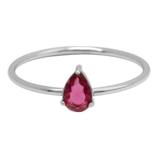 Charmin's Stalen Ring met Druppelvormig Roze Kristal Steentje R1735 – Liefdevolle Look 