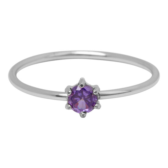 Charmin's Stalen Ring Rond Lila Steentje Crystal R1697 – Dromerig Detail