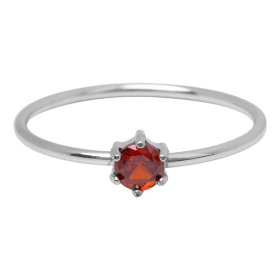 Charmin's Stalen Ring Rond Ruby Rood Steentje Crystal R1696 – Vurig Accent