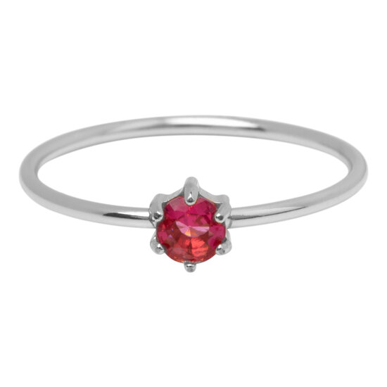 Charmin's Stalen Ring Rond Roze Steentje Crystal R1695 – Zacht & Vrouwelijk