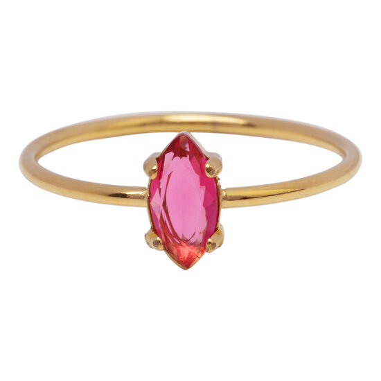 Charmin's Goudkleurige Ring met Ellipsvormig Roze Kristal R1685 – Zacht en Vrolijk