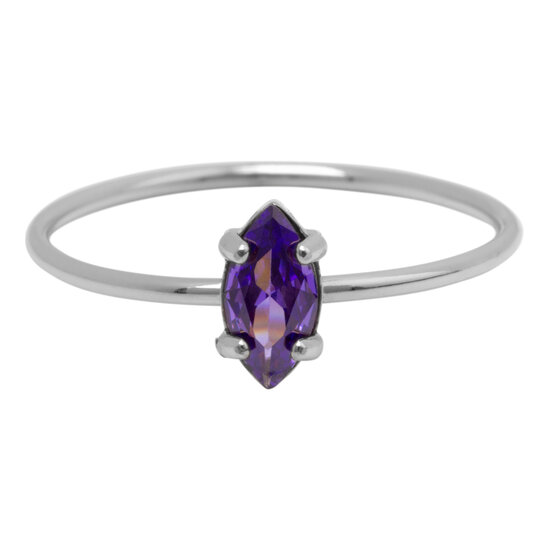 Charmin's Stalen Ring met Ellipsvormig Lila Kristal Steentje R1677 – Zachte Kleur