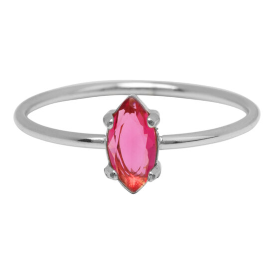 Charmin's Stalen Ring met Ellipsvormig Roze Kristal Steentje R1675 – Romantisch Detail
