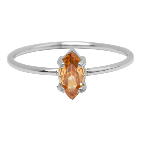 Charmin's Stalen Ring met Elipsvormig Champagne Kristal Steentje R1674 – Warme Glans