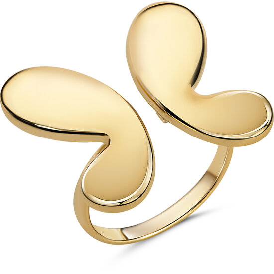Charmin's Goudkleurige Chunky Ring met een Abstrakte Vinder  R1858 – Elegant en Strak