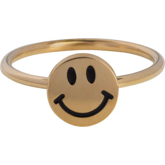 Goldfarbener Smiley Kinderring Stahl KR165 - Freude am Finger