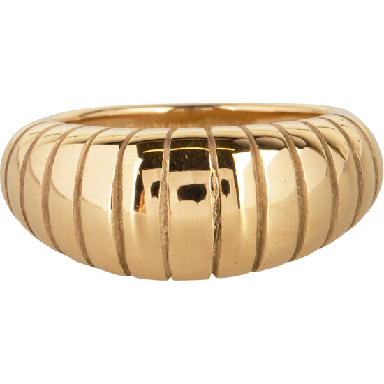 R998 Big Stripy Goldplated Steel Ring