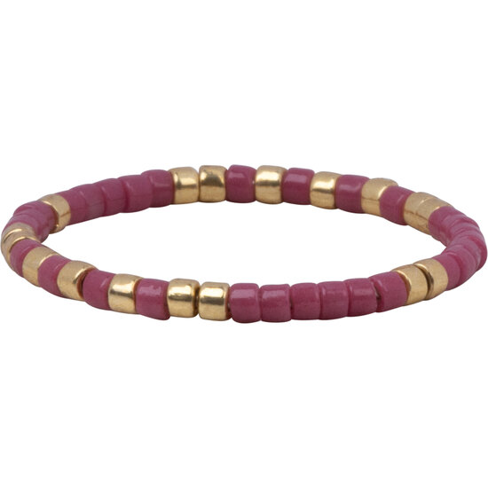 Charmin's  Miyuki Kralen Goud Fuchsia Anxiety Fidget Ring R1659