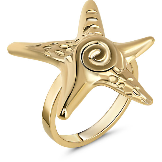 Charmin's Goudkleurige Chunky Ring Als een Zee Ster R1849 – Krachtig en Licht