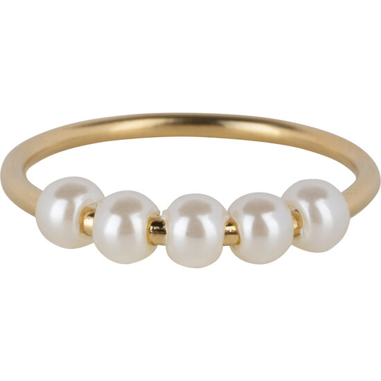 Charmin's Ring Draaiende Parels Anxiety Fidget Goudkleurig Staal R1365