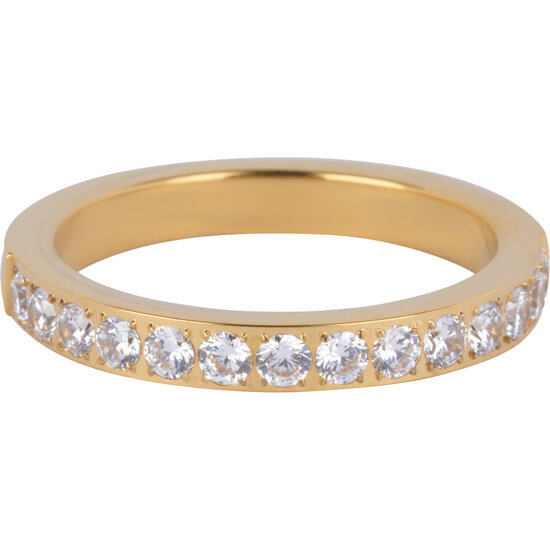 Charmin's Gold-Colored Stacking Ring Alliance White Crystal 3.2MM Steel R1475