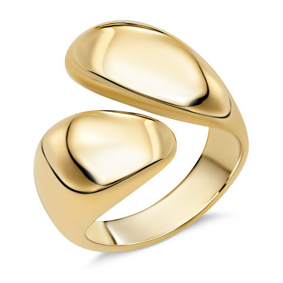 Charmin's Gold-Colored Chunky Ring with Open Oval Ends Steel R1794 – Airy and Elegant