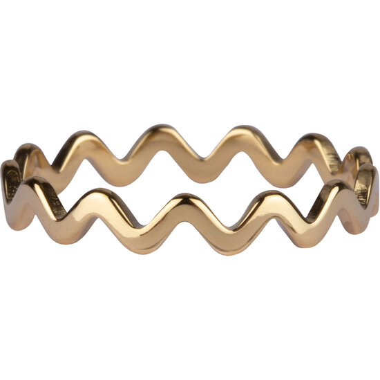 Charmin’s stapelring R903 Platte Wave Goldplated