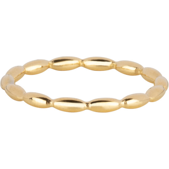 Charmin's Goudkleurige Ring met Kleine Ovale Rondjes Design Staal R1634 – Authentiek en Handmade Look