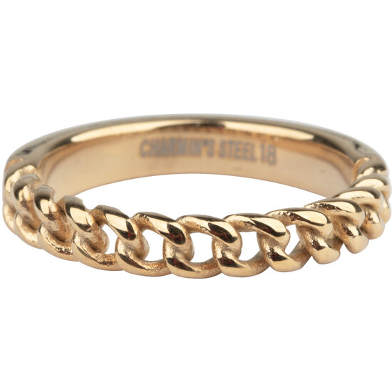 Charmin's Goudkleurige Ketting-ring Half Ketting Half Glad Staal R877