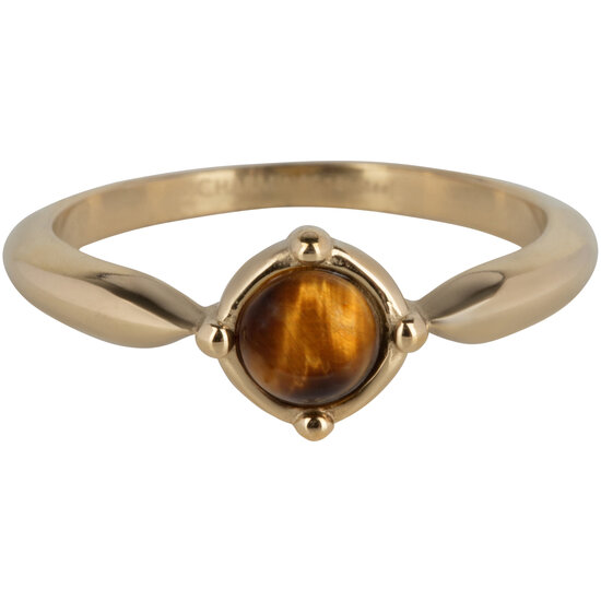 Charmin’s Ronde Elegante Tijgeroog Ring Staal R1171