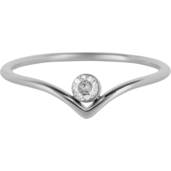 Charmin's V-vorm Ring met Wit Rond Steentje R1412