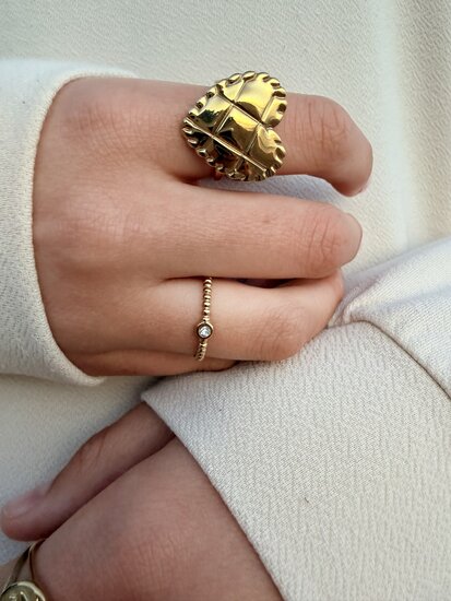 Charmin's Goudkleurige Chunky Ring met Hartvorm Staal R1830– Big Love