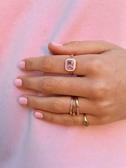 Charmin's Goudkleurig Rollend Balletje Anxiety Fidget Ring Staal R1357