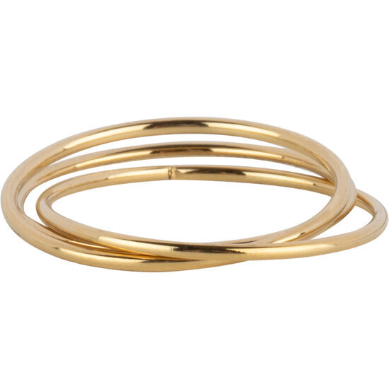 Charmin's Goudkleurige Trinity Smal Rolling Anxiety Fidget Ring Staal Smal R1630
