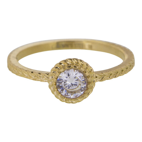 Charmin's Goudkleurige Ring Birthstone April Witte Kristal Staal Iconic Vintage R436