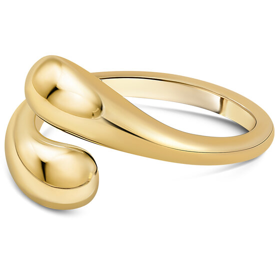 Charmin's Goudkleurige Chunky Ring met Twee Ovale Bollen R1842 – Stoer en Chique