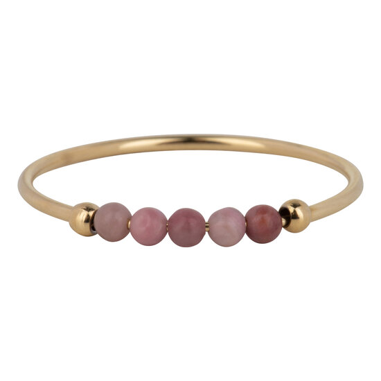 Charmin's Goudkleurige Anxiety Ring Rhodochrosiet Edelsteen Kraal Staal R1201