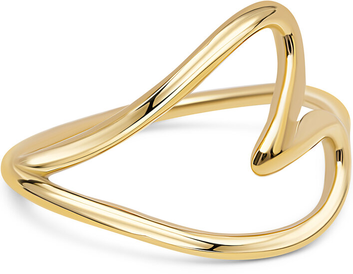 Charmin's Goudkleurige Chunky Ring met Hartvorm Staal R R1768 – Elegant meevormend met je vinger.