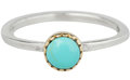 Charmin&#8217;s stapelring zilver R266 Natural Turquoise Goldplatedtop