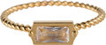 Charmin’s goudkleurige stapelring R587 Turned Rectangle Crystal goldplated staal