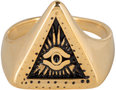 Charmin&#8217;s goudkleurige zegelring R772 Big Eye Triangle goldplated staal