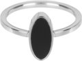 Charmin’s  stapelring staal R532 Fashion Seal Oval Shiny Steel with Black Stone