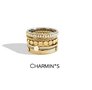 Charmin’s goudkleurige stapelring R341 Sanded goldplated staal