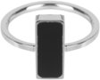 Charmin’s  stapelring staal R536 Fashion Seal Rectangle Shiny Steel with Black Stone