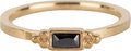 Charmin’s goudkleurige stapelring R585 Royal Rectangle Black goldplated staal