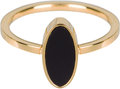 Charmin’s goudkleurige stapelring R533 Fashion Seal Oval goldplated staal met zwarte steen