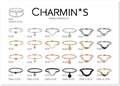 Charmin&#8217;s  stapelring staal R548 Half Moon Black CZ Shiny Steel