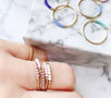 R0980 Anxiety Ring Palm Pink Beads Goldplated 