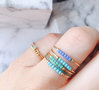 R0986 Anxiety Ring Palm Petrol Blue Beads Goldplated 