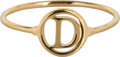 Charmin’s initialen open ronde zegelring Goldplated R1121 Letter D